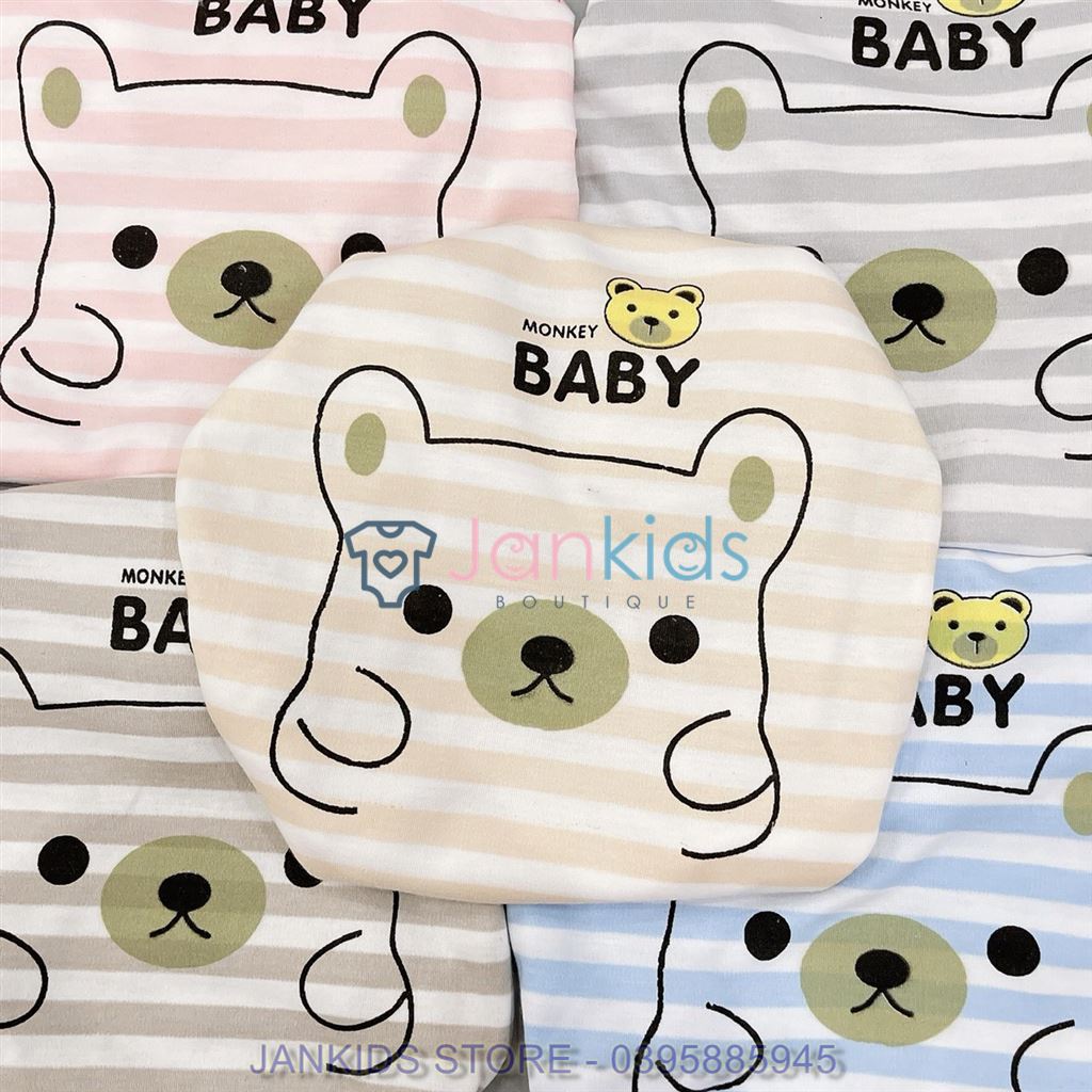 Bộ quần áo dài tay thu đông chất nỉ hình gấu kẻ có bo ống cho bé / Bộ nỉ kẻ cho bé trai, bé gái 5-15kg