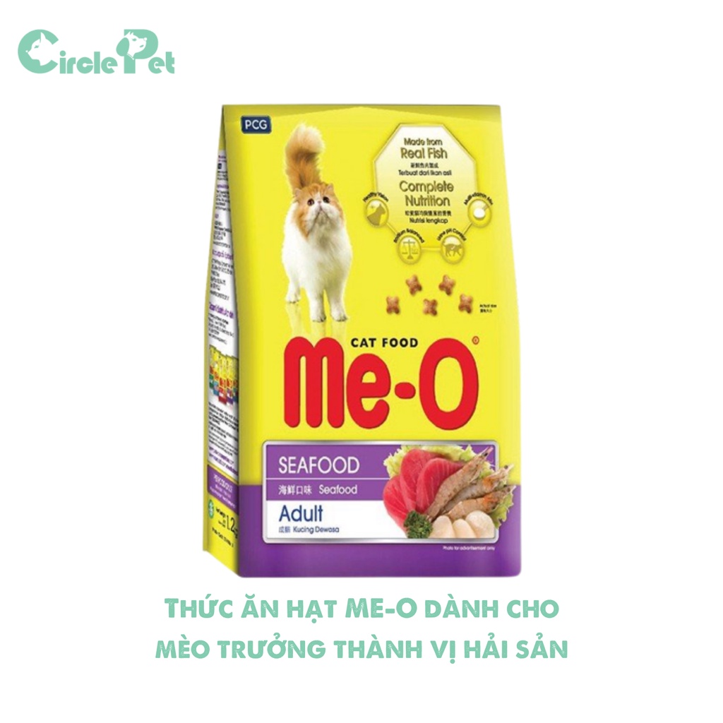 Thức Ăn Cho Mèo Me-O Adult Vị Hải Sản Cá Ngừ Cá Thu Hạt Cho Mèo Trưởng Thành 350g - Circle Pet