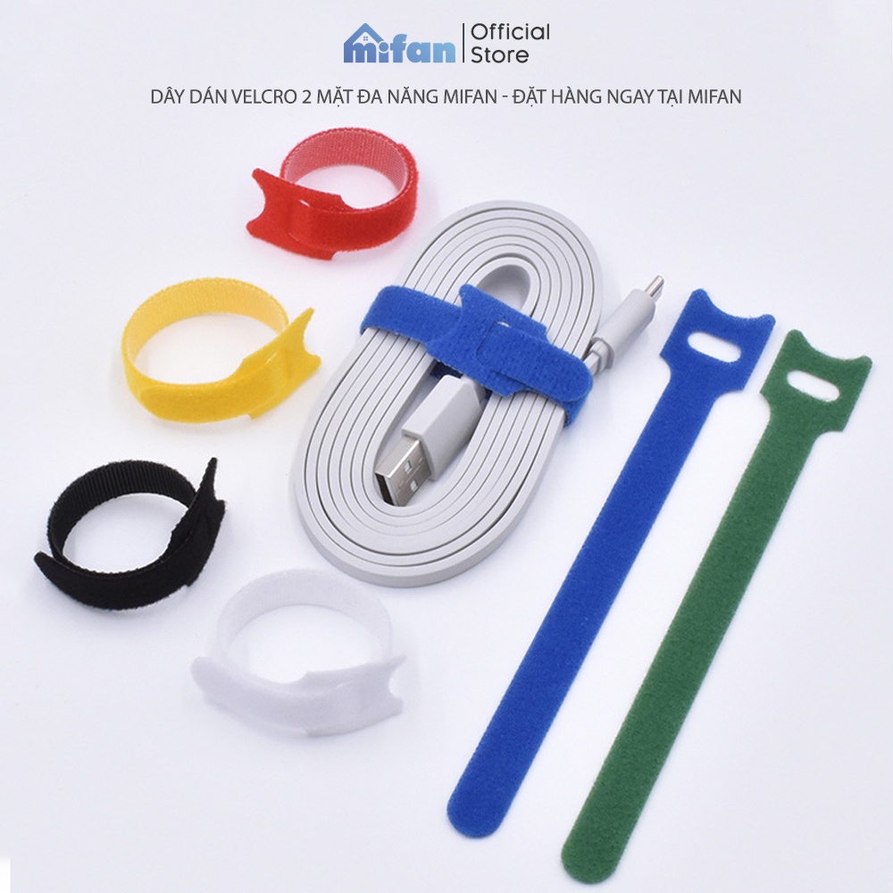 Dây Dán Velcro 2 Mặt Đa Năng MIFAN - Dài 18cm, 10 chiếc/set - Buộc Gọn Dây Cáp Sạc Điện Thoại, Máy Tính, Tai Nghe