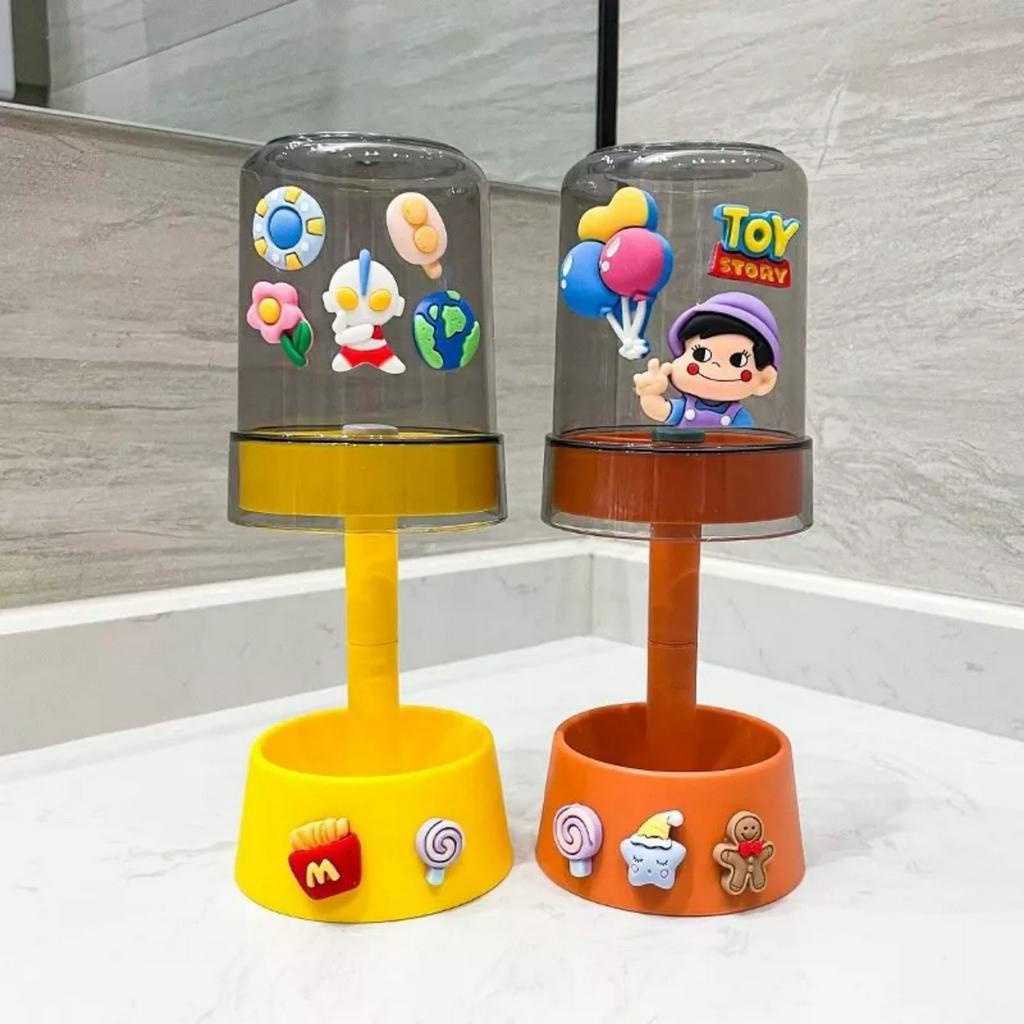 Kệ Đựng Bàn Chải Đánh Răng Kèm Cốc Bằng Nhựa Sticker Hoạ Tiết Hoạt Hình Siêu Cute Tr.th
