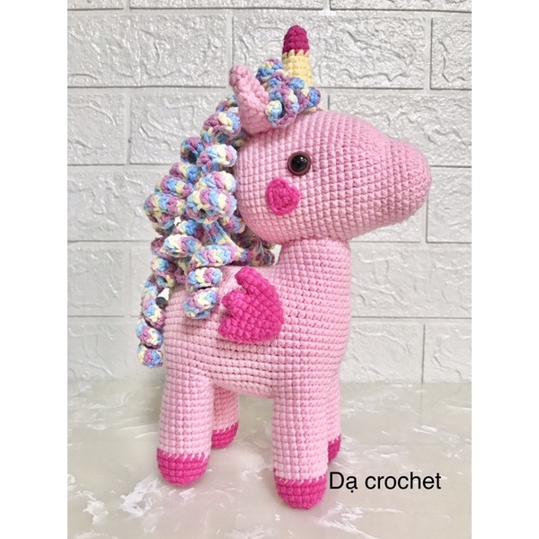 Kì Lân Unicorn Pony Nhồi Bông Dễ Thương Cho Bé - Thú Bông Len Handmade Đan Móc Thủ Công Bằng Tay
