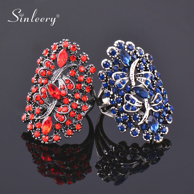 Nhẫn SINLEERY JZ565 hình chuồn chuồn đính đá thời trang cổ điển cho nữ