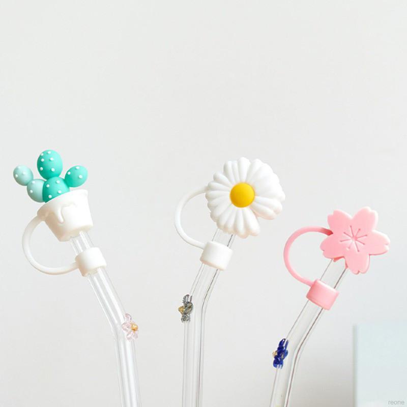 Nắp đậy ống hút bằng silicon chống bụi hình hoạt hình đáng yêu