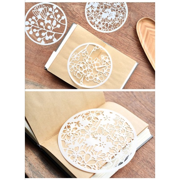 Xả hàng Set 8 mẫu Khuôn tranh, khuôn vẽ, khuôn phun sơn, tô màu pvc trang trí hoa lá cổ phong