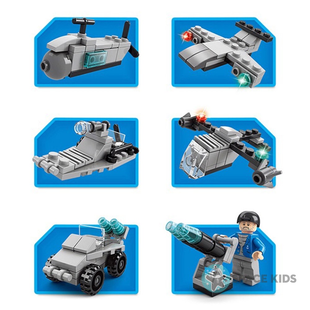 Đồ chơi mô hình lắp ráp 6 in 1 Máy bay 136 chi tiết, đồ chơi lắp ghép mô hình 3d giá rẻ