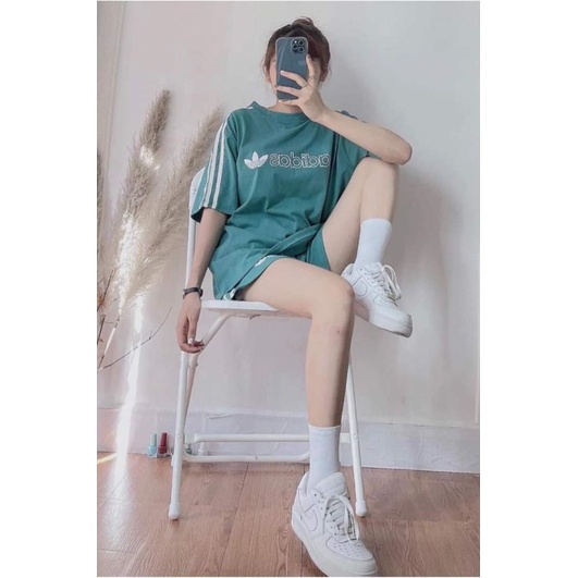 [Rẻ Vô Địch] Bộ cotton tay lỡ phối quần đùi Unisex  mặc đôi ,nhóm , lớp------ BỘ ADIDASSW  PHỐI TAY VIỀN RÓT | BigBuy360 - bigbuy360.vn