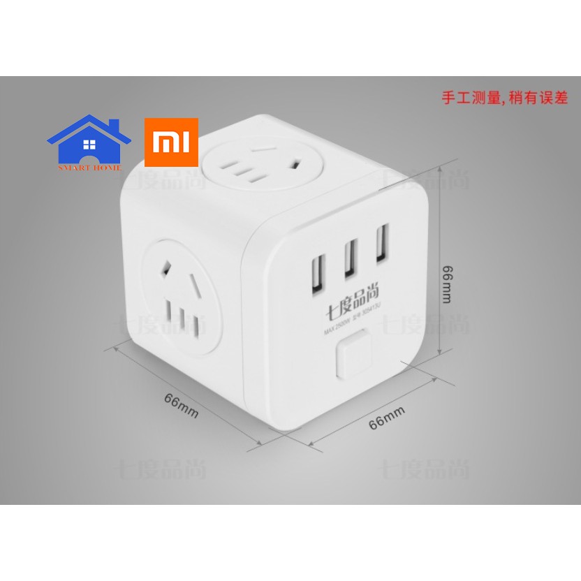 Ổ cắm chuyển đổi USB Phích điện nhiều chân  - Ổ Cắm Điện Đa Năng 3 Phích  Cắm Và 3 Cổng Sạc USB