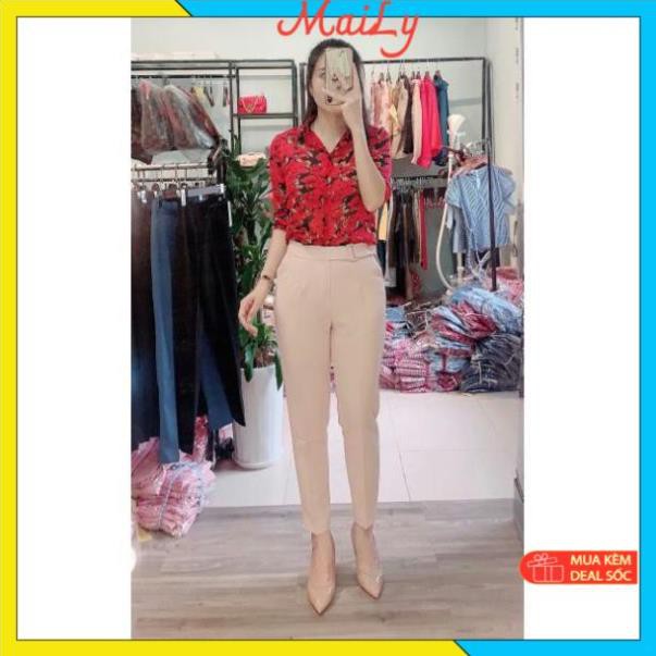 Quần vải nữ form đẹp [HÀNG THIẾT KẾ] Quần tây nữ lưng cao đai vuông cúc lệch chất vải tuyết mưa lên dáng chuẩn | BigBuy360 - bigbuy360.vn