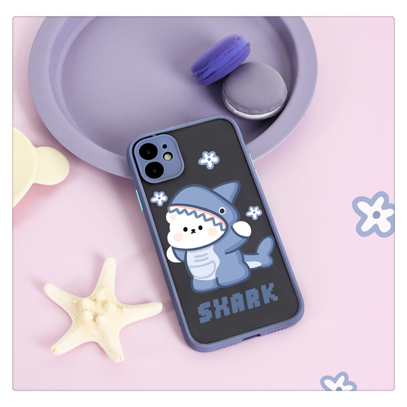 Ốp Lưng Iphone Gấu Shark Nhám Viền Nổi Cong 5/5s/6/6plus/6s/6splus/7/7plus/8/8plus/x/xr/xs/11/12/pro/max/plus/promax