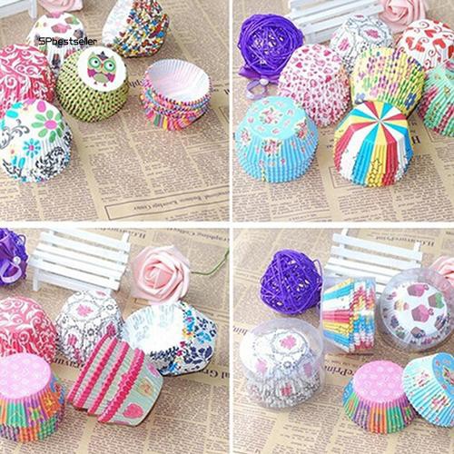 Set 100 cốc giấy làm bánh cupcake mini nhiều màu sắc