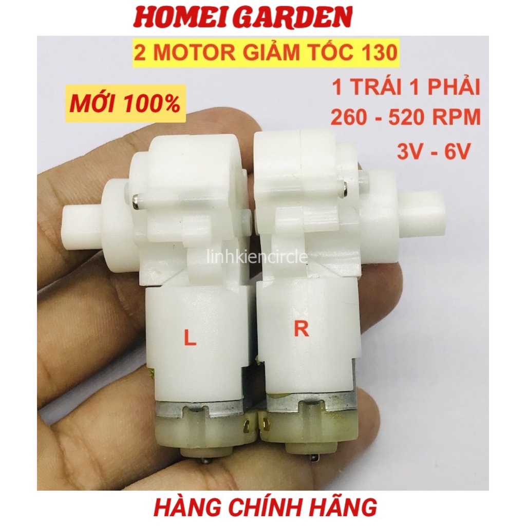 2 Motor giảm tốc mini 1 TRÁI 1 PHẢI 130 3V - 6V tốc độ 260 - 520 Vòng - KG006