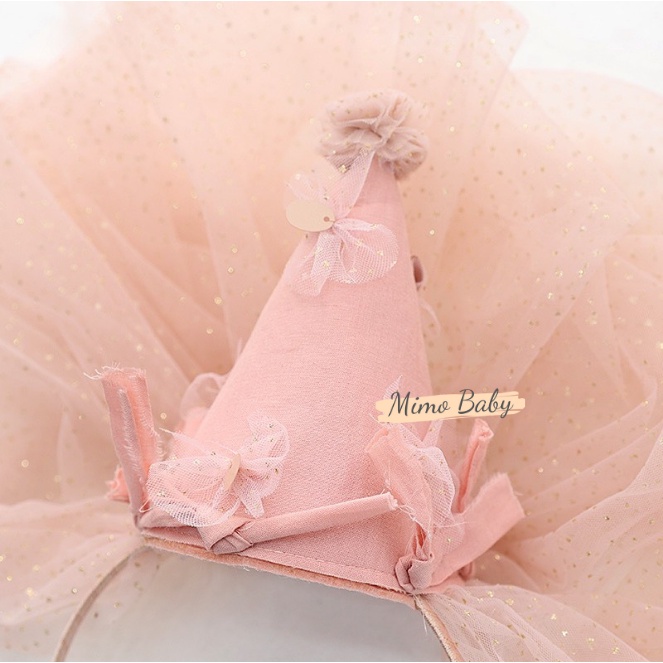 Bờm mũ chóp đính voan xòe lấp lánh, bờm cô dâu cho bé gái BD49 Mimo Baby