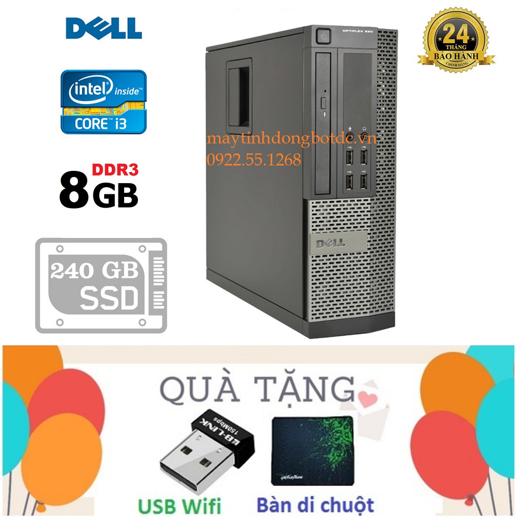 Máy tính để bàn DELL OPTIPLEX 990 / 790 Core i3 2100, Ram 8gb, SSD 240gb.Tặng usb wifi,bàn di chuột.