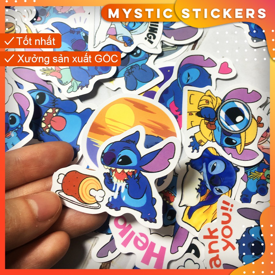 [STITCH MINI] Set 50 sticker chống nước size 5cm, dán điện thoại, sổ, bullet journal, xe máy, mũ bảo hiểm ...