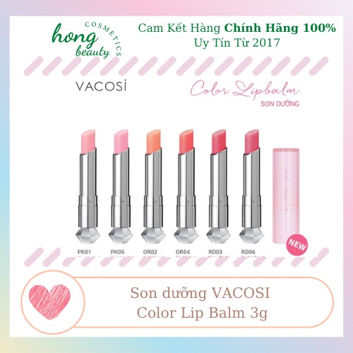 Son dưỡng có màu Vacosi Color Lip Balm 3g (Hàng Chính Hãng)