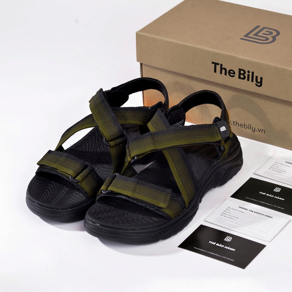 Giày Sandal Nam The Bily 02 Quai Chéo Đôi - Xanh Thổ Cẩm