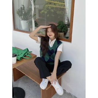 [ảnh thật] Áo gile len trám Ulzzang