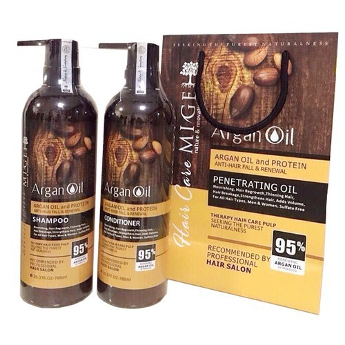 [Tặng Tinh Dầu Dưỡng Tóc Hương Nước Hoa 60ml]✅Bộ Dầu Gội Xả Phục Hồi,Chống Rụng,Dày Tóc Mige Argan Oil&Protein 900ml | BigBuy360 - bigbuy360.vn