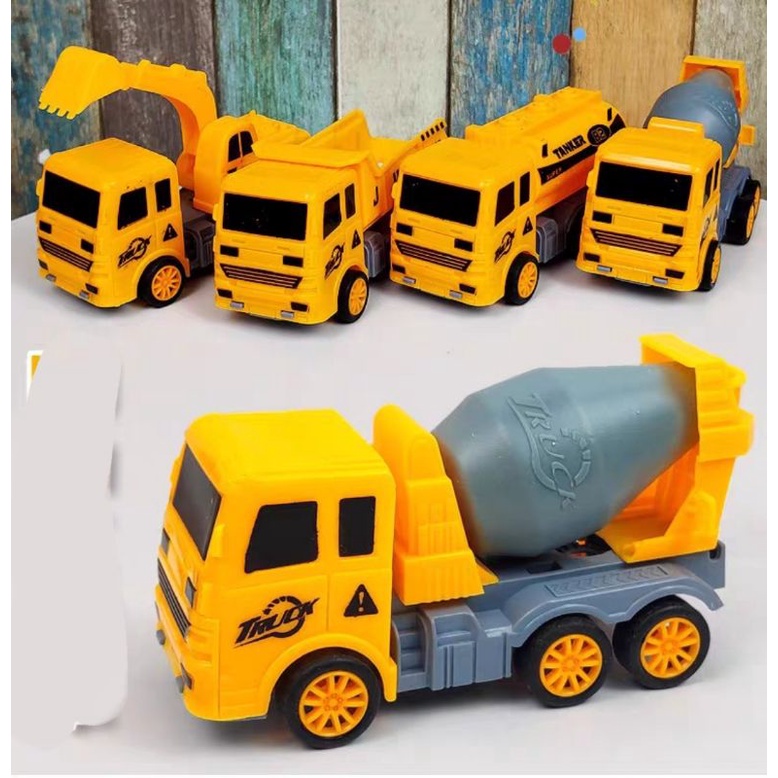 Bộ 4 xe oto máy xúc công trình chạy đà cho bé