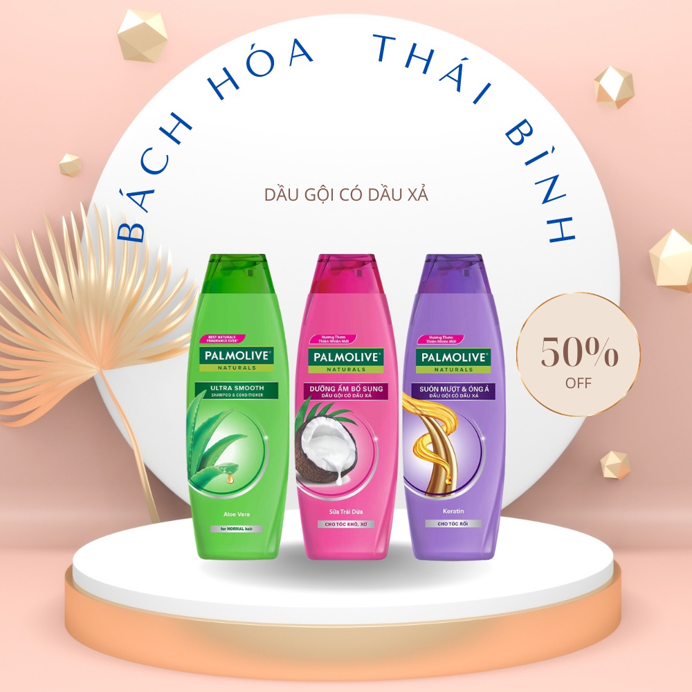 Dầu gội có dầu xả Palmolive suôn mượt và dưỡng ẩm thiên nhiên chai 180ml