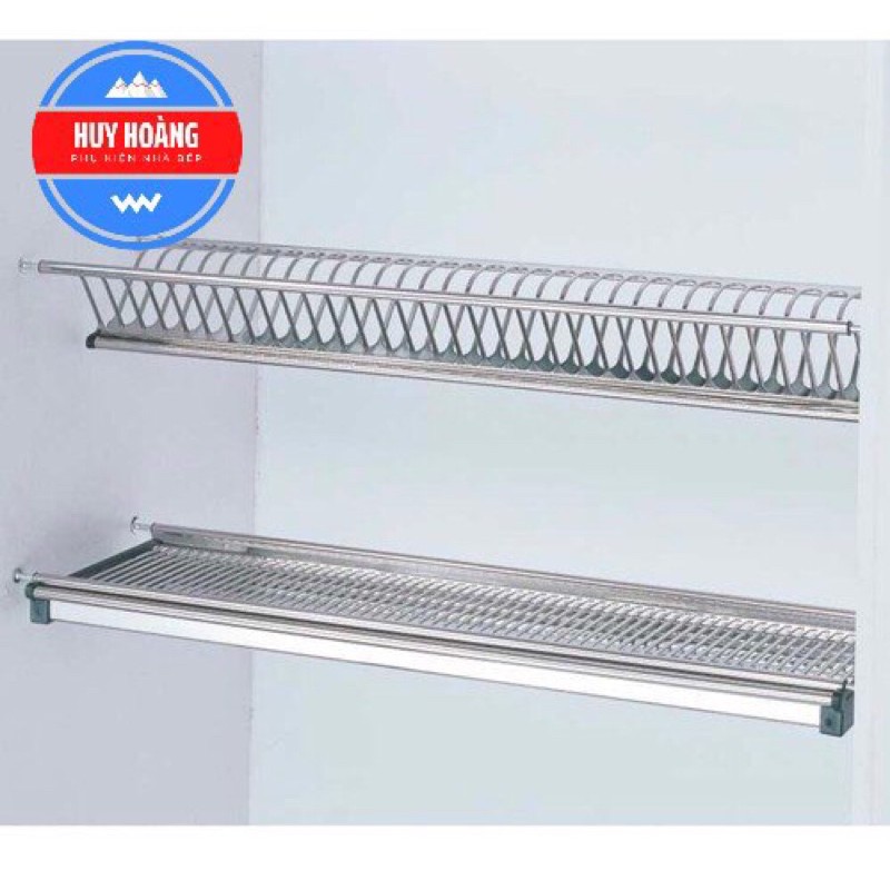 Giá Úp Bát Đĩa Chữ V 2 Tầng INOX 304 Nan Dẹt Chính Hãng (Bảo Hành trên 10 Năm)