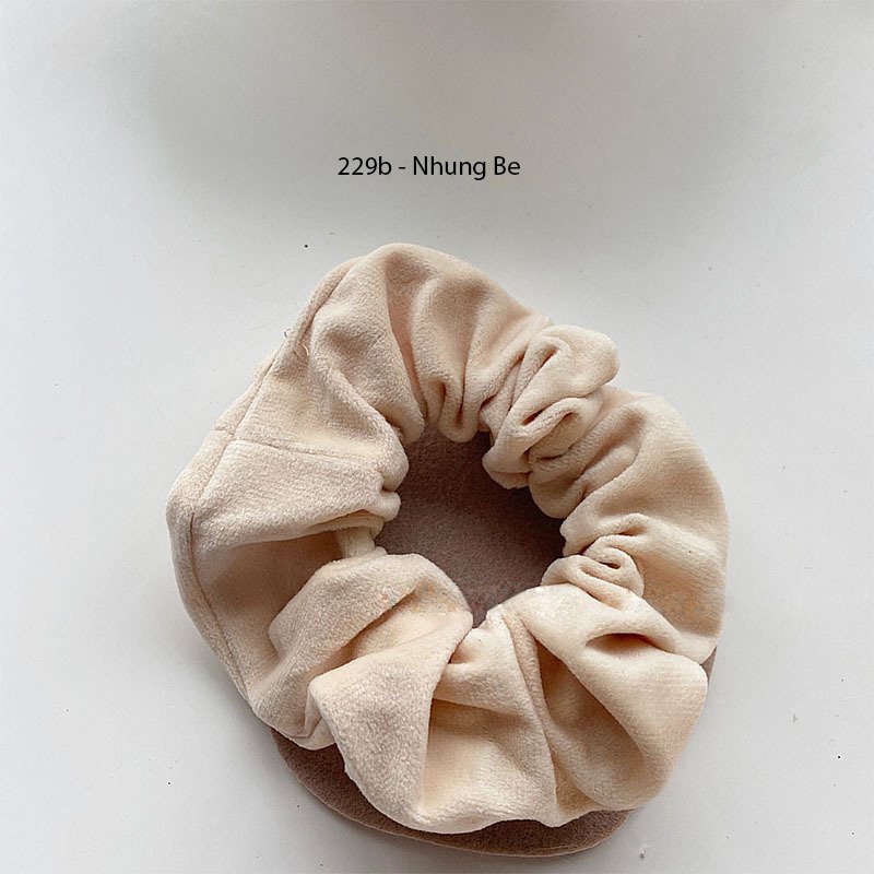 (0229) Chun Buộc Tóc Vải Và Cặp Tóc Tone Nâu Vàng Vintage Hàn Quốc