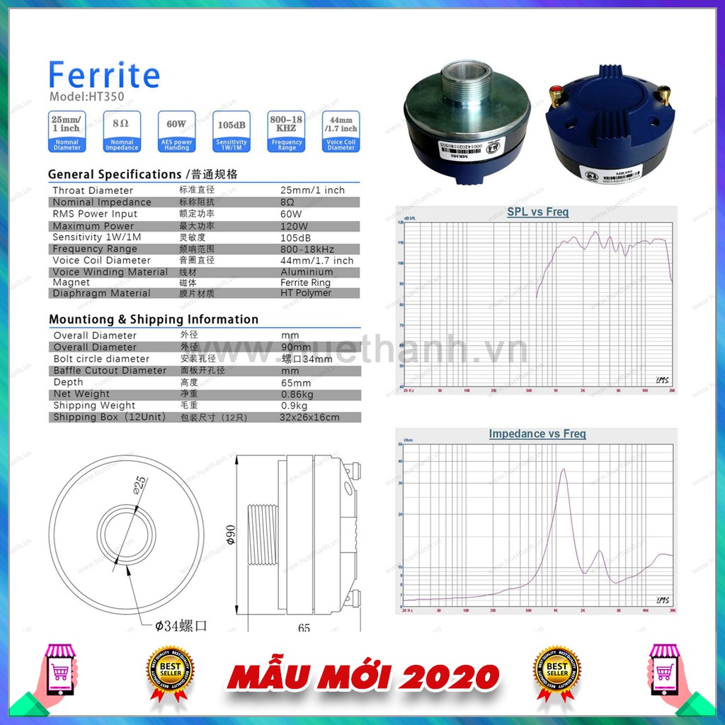 Loa treble HT350, đảm bảo tin dùng, chất lượng, hàng uy tín, giá rẻ cạnh tranh, hỗ trợ lâu dài