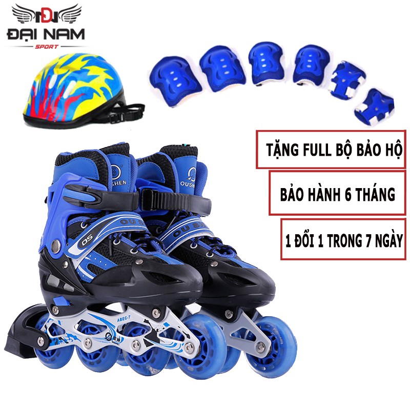 Combo Giày Trượt Patin Trẻ Em,Người Lớn Tăng Giảm Size Cao Cấp OS01 Đại Nam Sport + Tặng Bộ Bảo Hộ