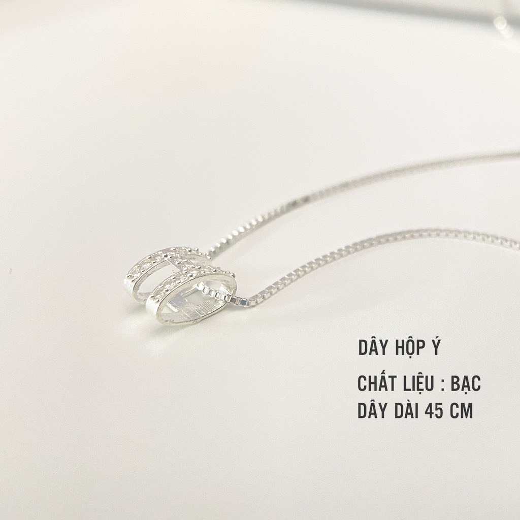 Dây chuyền bạc Ý 925 mặt chữ H cao cấp đính đá pha lê sang trọng