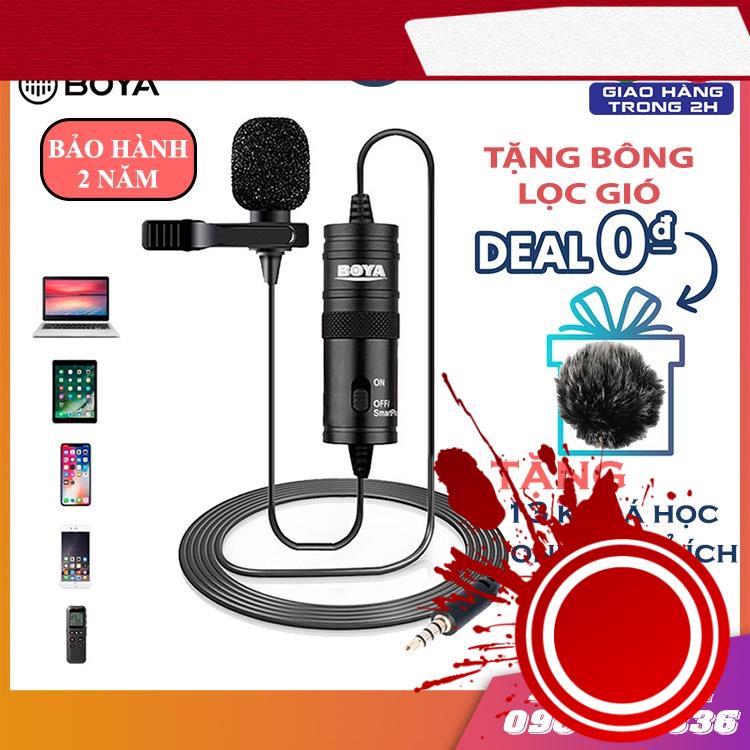 Micro thu âm Boya BY M1 - Micro ghi âm cài áo cho điện thoại máy tính dùng dạy học livestream làm vlog,