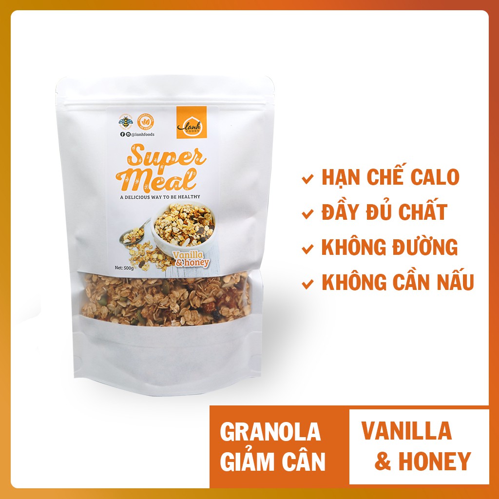 [Mã GROSALE2703 giảm 8% đơn 250K] Granola Giảm Cân Vị Vani Quế Không Đường LANHFOODS