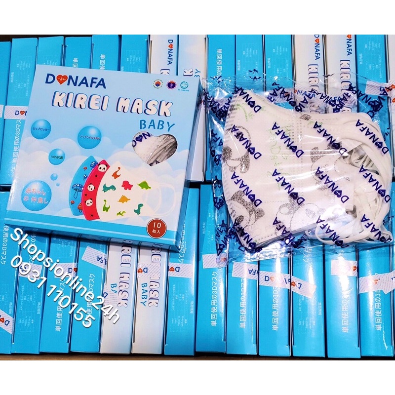 ✅ [ Hộp 10 cái ] Khẩu trang y tế 5D Mask cho bé Donafa chính hãng Hình gấu trúc