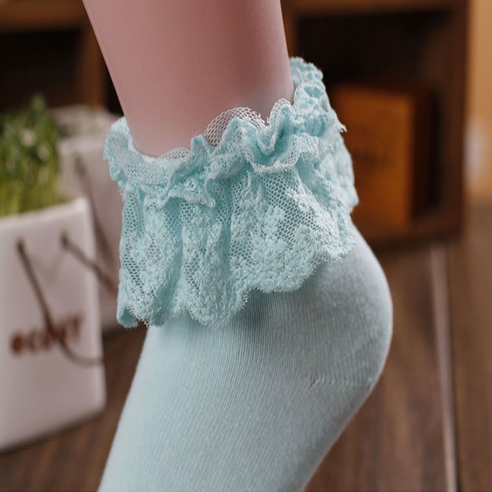 Vớ cotton cổ cao phối ren nhiều màu xinh xắn phong cách vintage