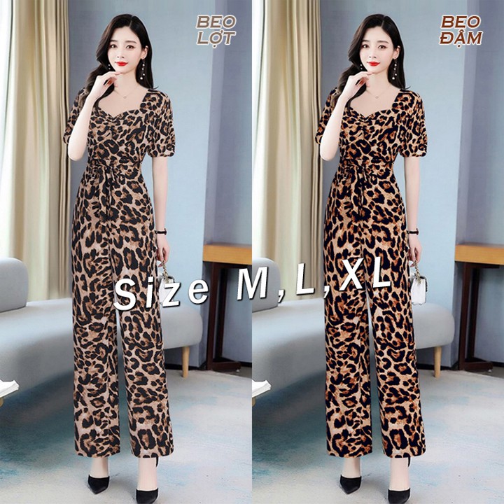 Jumpsuit Nữ 🎁FREESHIP🎁 Jumpsuit dài ống suông họa tiết beo xinh xắn TJ1091