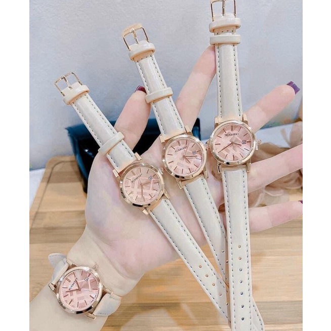 (Thẻ bảo hành 12 tháng) Đồng hồ dây da nữ Burberry mặt hồng, bảo hành 12 tháng, có box hh-STORE | BigBuy360 - bigbuy360.vn