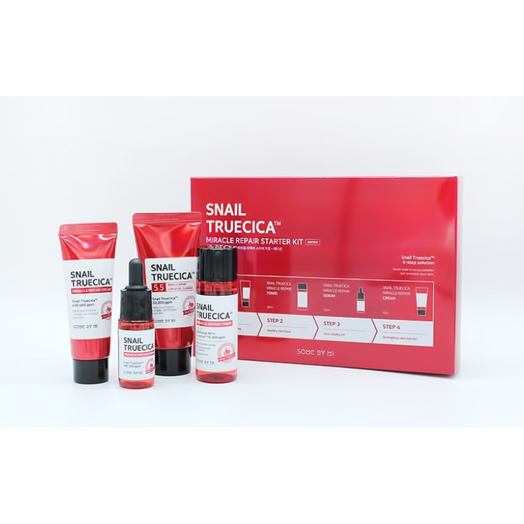 Set 4 món dưỡng da Some By mi Snail Truecica Miracle Repair Starter Kit