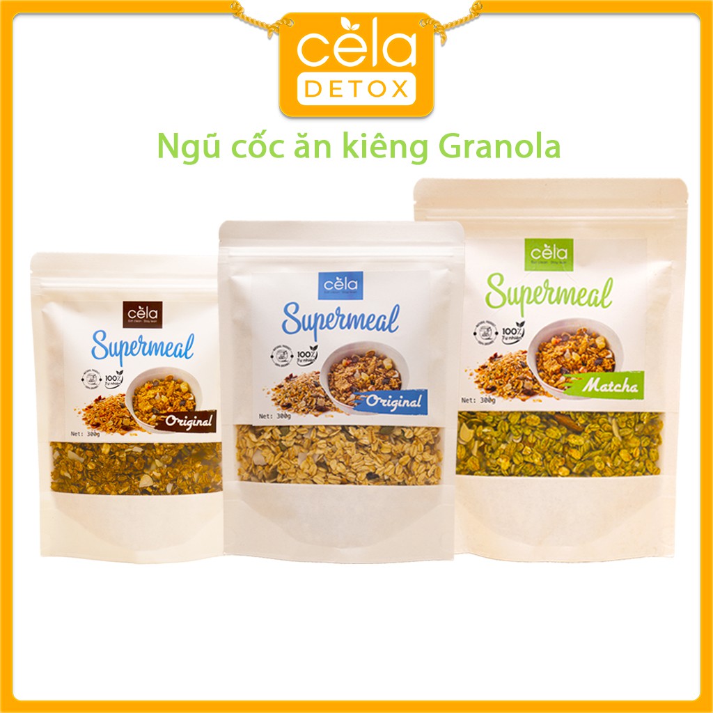 Ngũ cốc ăn kiêng Granola CELA cao cấp không đường, đồ ăn giảm cân dành cho mẹ bầu và trẻ em 300gr - Cela detox