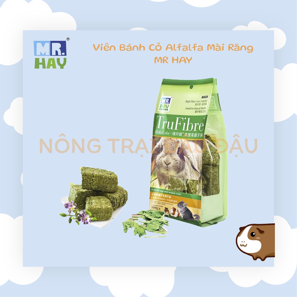 Viên Bánh Cỏ Nén Alfalfa Mài Răng Mr.Hay Cho Thỏ, Bọ Ú, Chinchilla, Hamster 500g - MH24