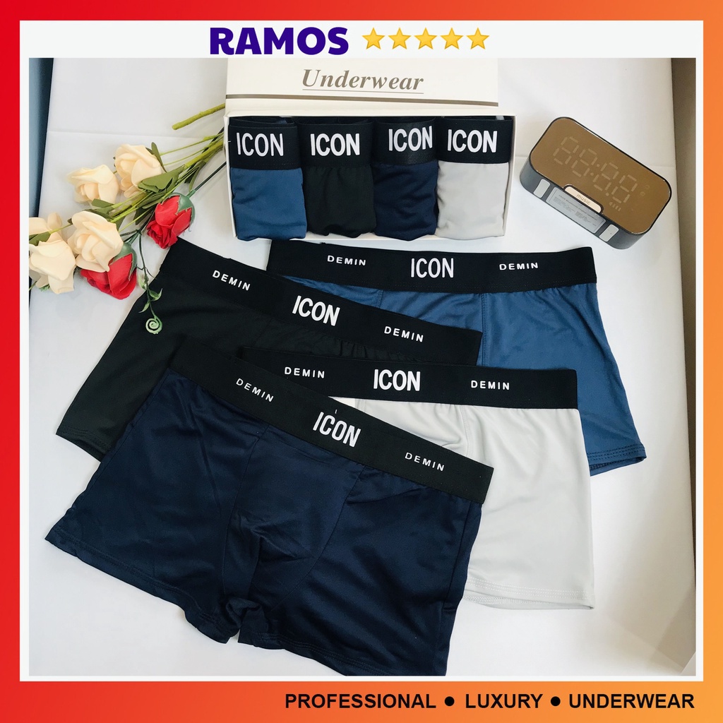 Quần lót nam boxer ICON DENIM thun lạnh - sịp đùi nam cotton co giãn 4 chiều cao cấp | Ramos Store