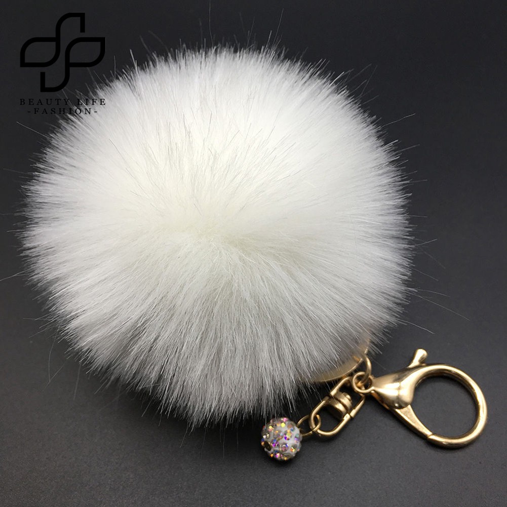 Móc chìa khóa hình cục bông pompom xinh xắn