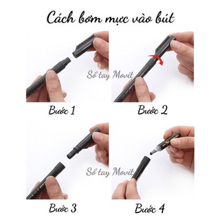 Bút lông viết thư pháp Calligraphy Baoke mực đen đỏ (có thể bơm mực)
