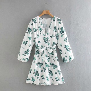 Zara Morocco full tag - Đầm Zara hoa xanh siêu đẹp DH1VCG49N7