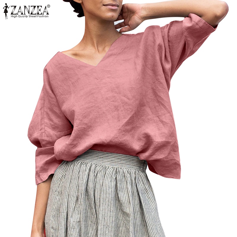 Zanzea Áo Cánh Tay Lỡ 3 / 4 Cổ Chữ V Thời Trang Dành Cho Nữ