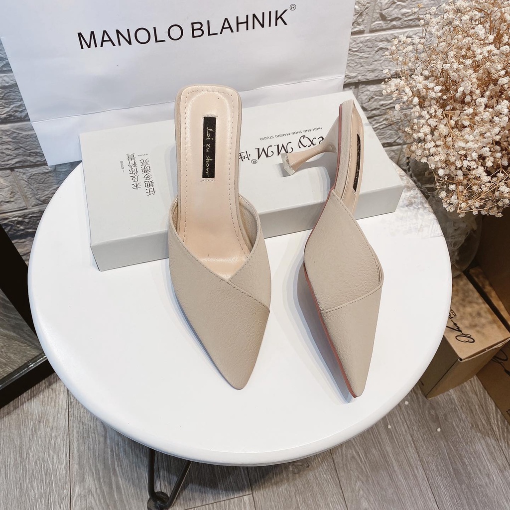 Sục gót nhọn basic 5cm OSHO, mũi nhọn sang chảnh, chất da lì mềm êm chân phom chuẩn