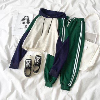 Mùa thu 2018 phụ nữ Hàn Quốc, bộ nỉ thể thao chất liệu cotton