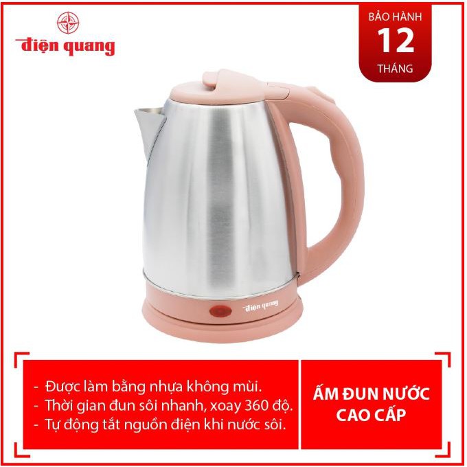 Ấm đun nước siêu tốc Điện Quang ĐQ EKT07 1518 BR (1500W, 1.8L, INOX 201, nhựa PP, màu ngẫu nhiên)