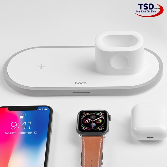 [Chính Hãng] Đế Sạc Không Dây Hoco CW21 3 in 1 Chính Hãng smartphone&amp; Apple Watch &amp; Airpod