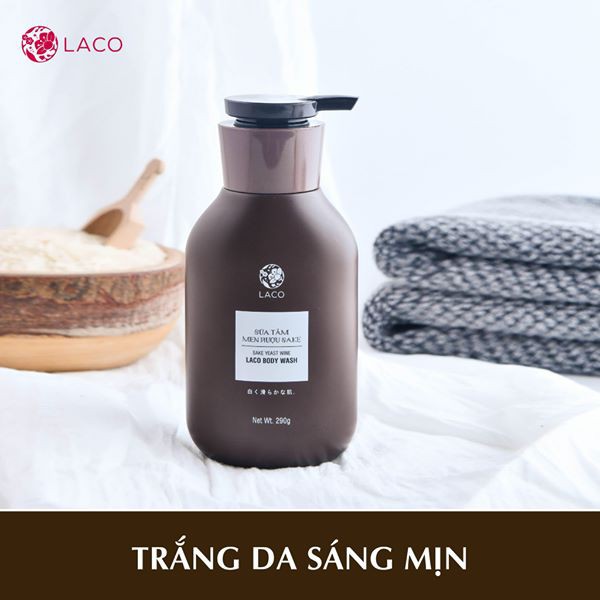 Sữa Tắm Men Rượu SAKE LACO Dưỡng Trắng Da, mềm mịn, viêm nang lông, nhả nắng nhanh sau khi đi biển, mùi thơm dịu nhẹ