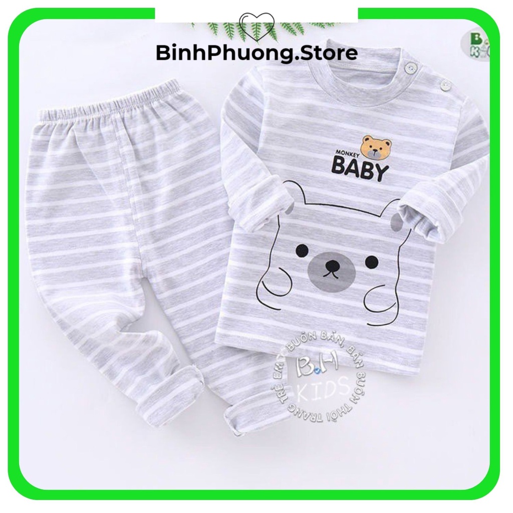 Bộ Thu Đông Cho Bé, Bộ Đồ Quần Áo Nỉ Trẻ Em Mặc Nhà Cao Cổ Cho Bé Trai Gái Baby Monkey Minky Mom Binhphuong.Store