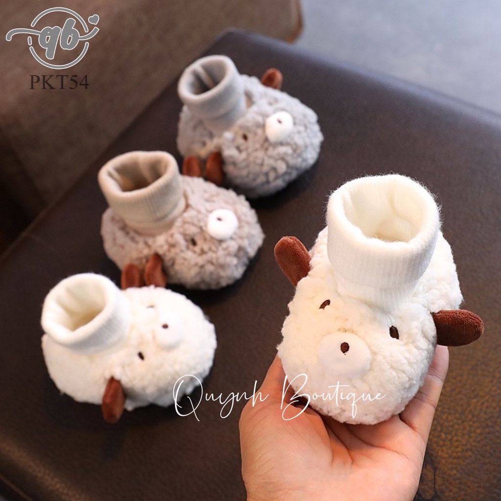 Phụ kiện trẻ em Quỳnh Boutique Mẫu tất giả giày hình cừu tai nâu cho bé